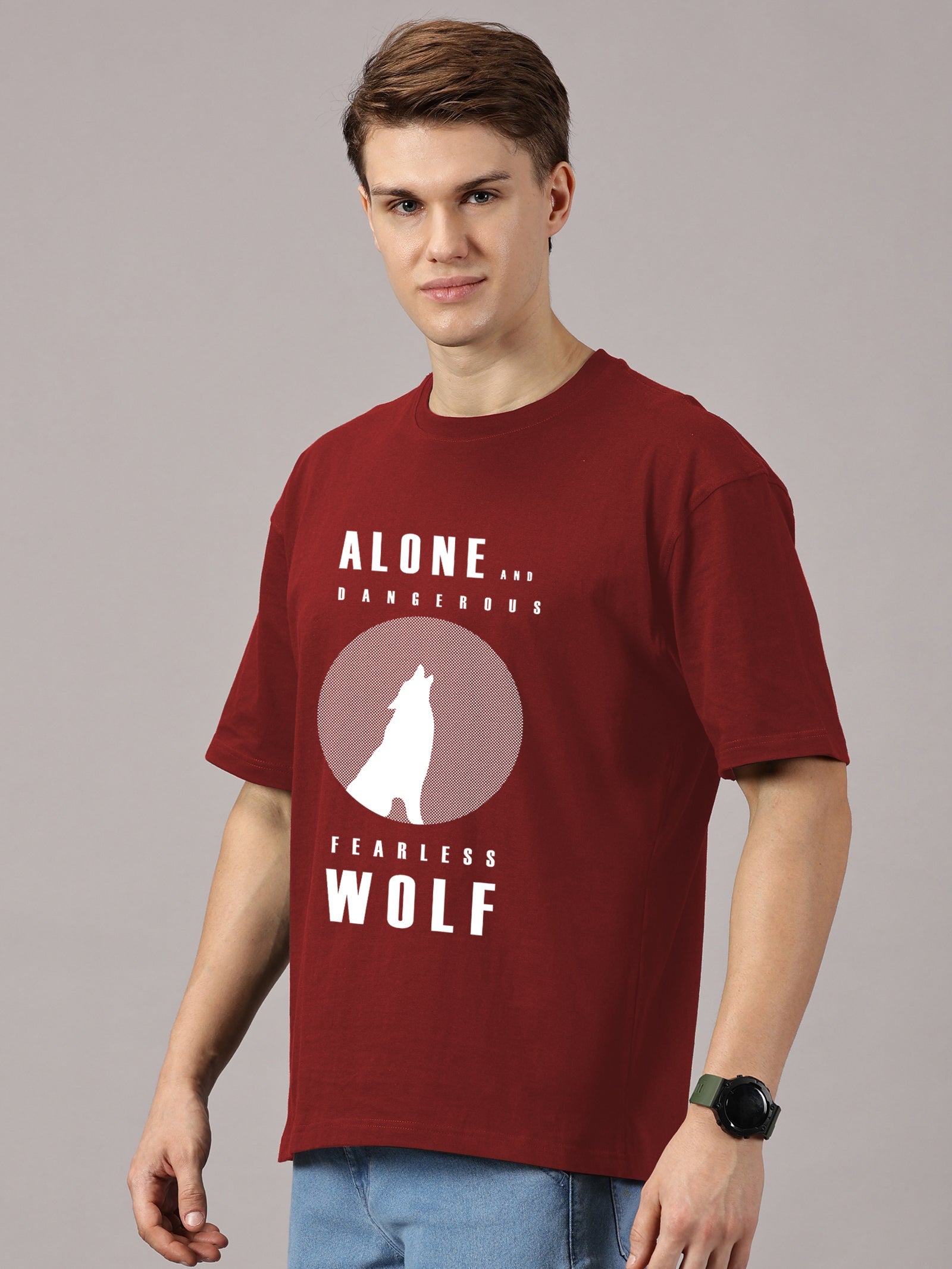Oversized : Wolf Printed T-Shirt
