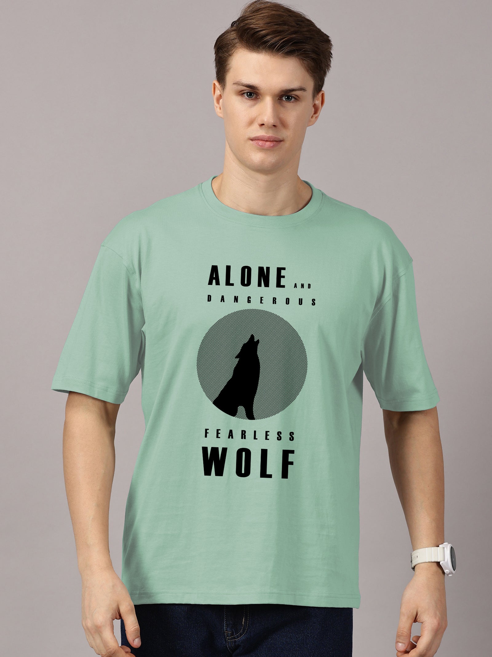 Oversized : Wolf Printed T-Shirt