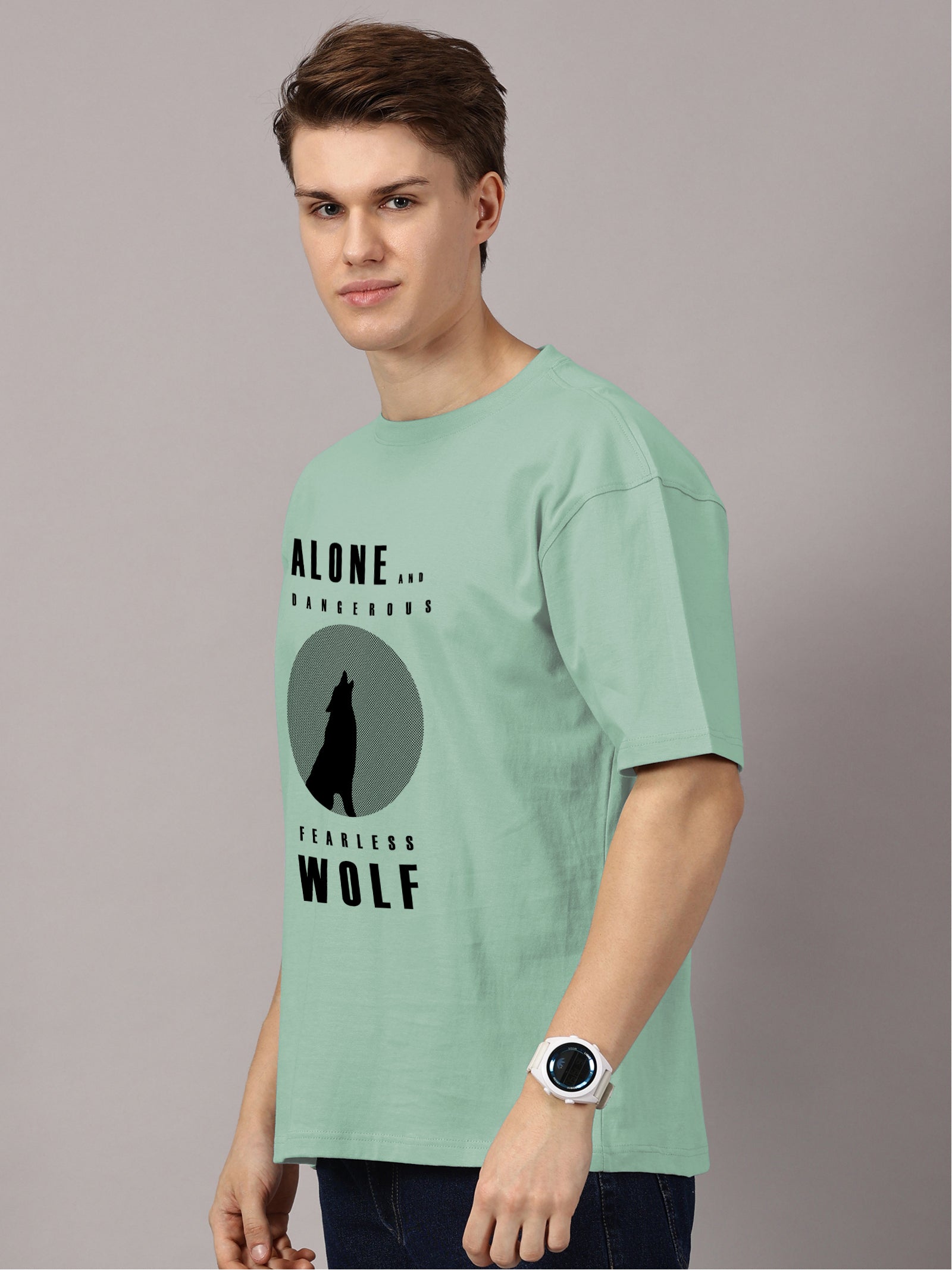 Oversized : Wolf Printed T-Shirt