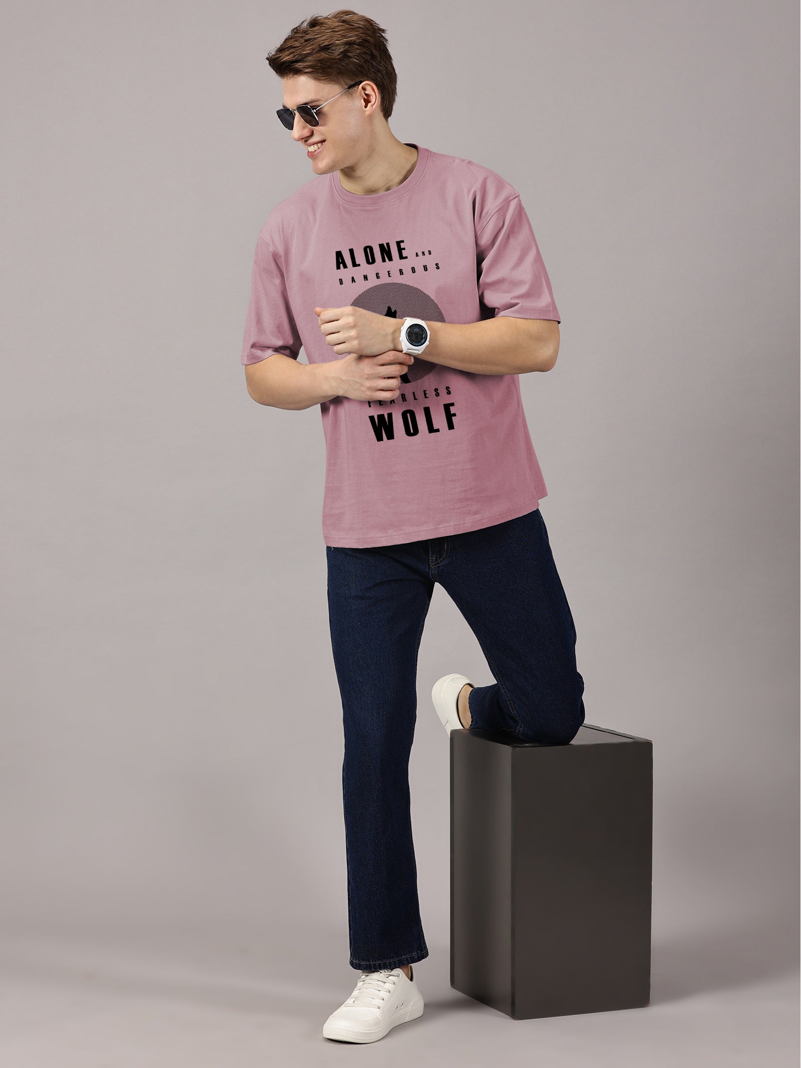 Oversized : Wolf Printed T-Shirt