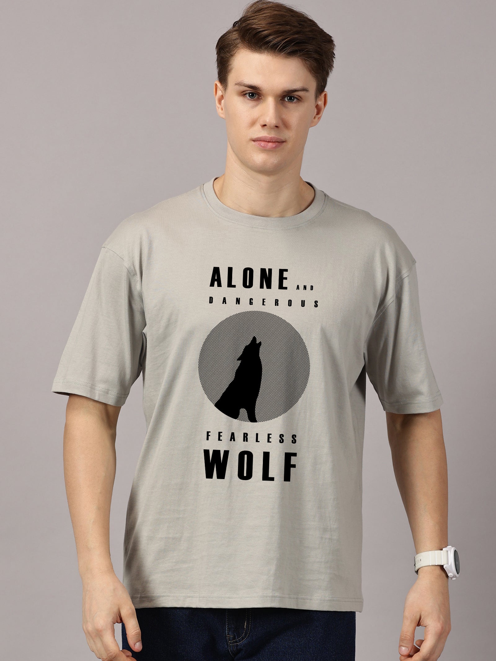 Oversized : Wolf Printed T-Shirt