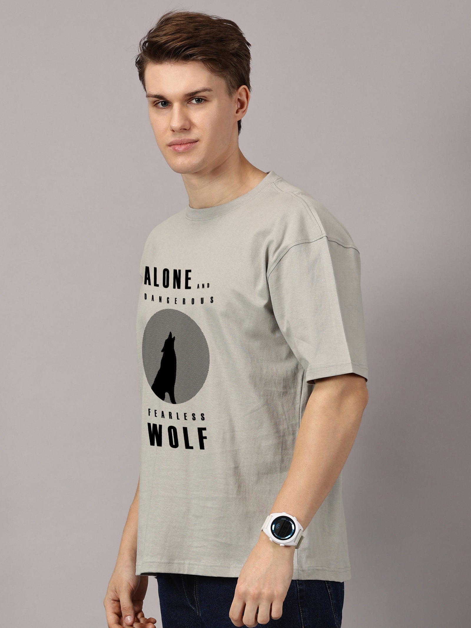 Oversized : Wolf Printed T-Shirt