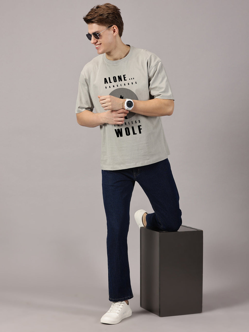 Oversized : Wolf Printed T-Shirt