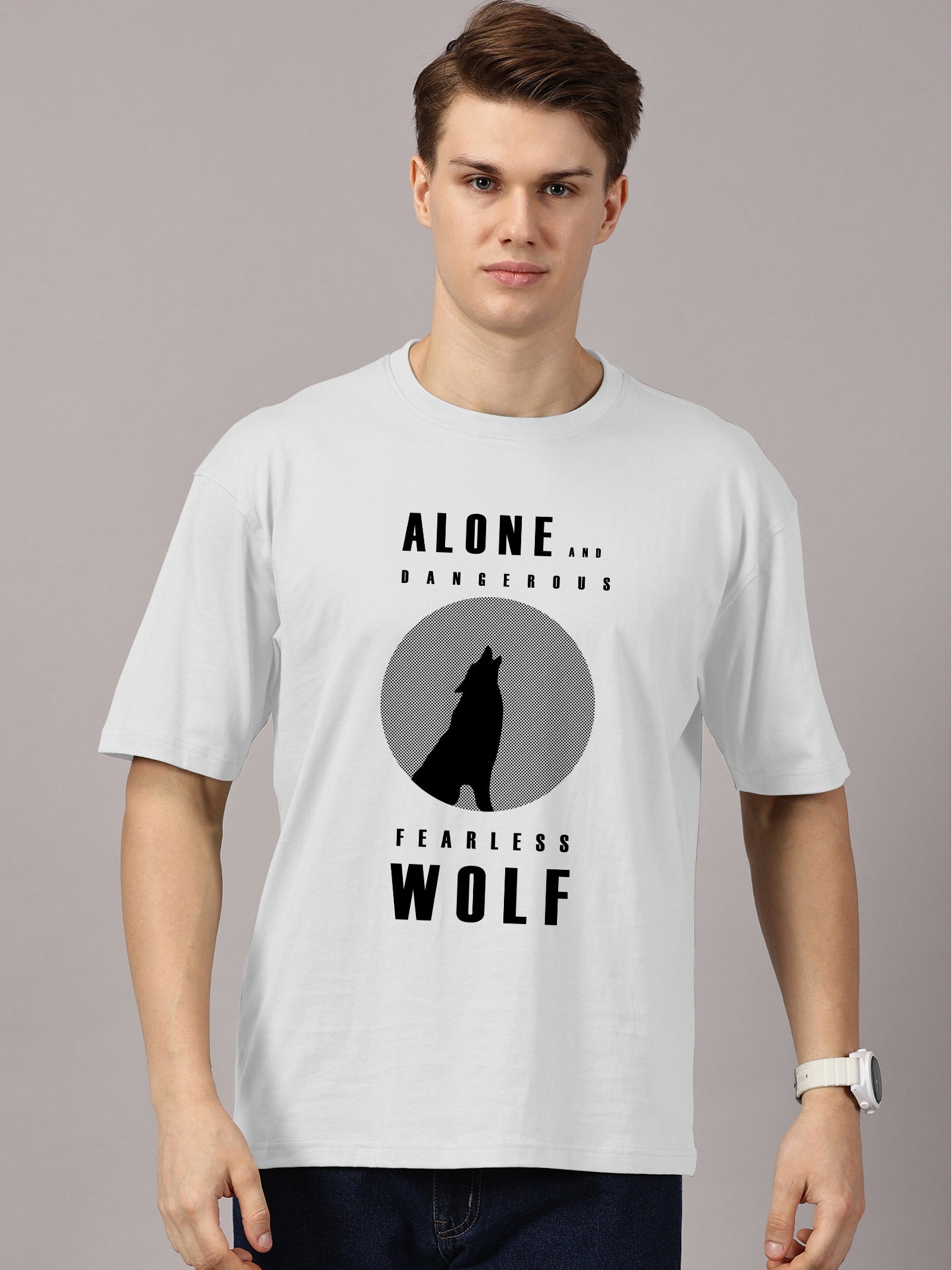 Oversized : Wolf Printed T-Shirt