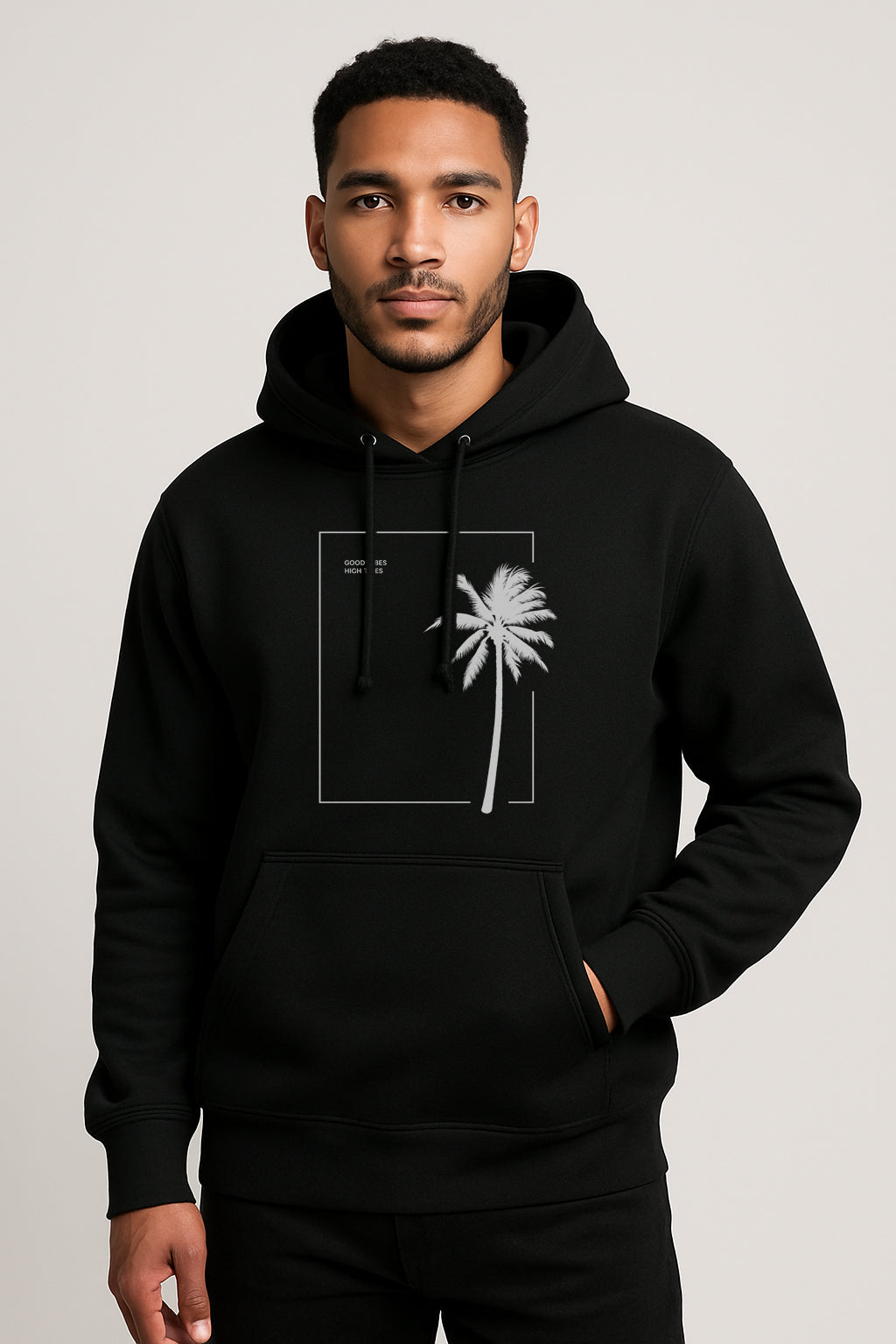 Sweatshirt :GoodVibes Printed Kangaroo Pocket Full Sleeve Hoodie