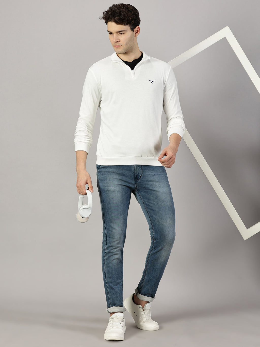 Sweatshirt : High Neck Half Zipper