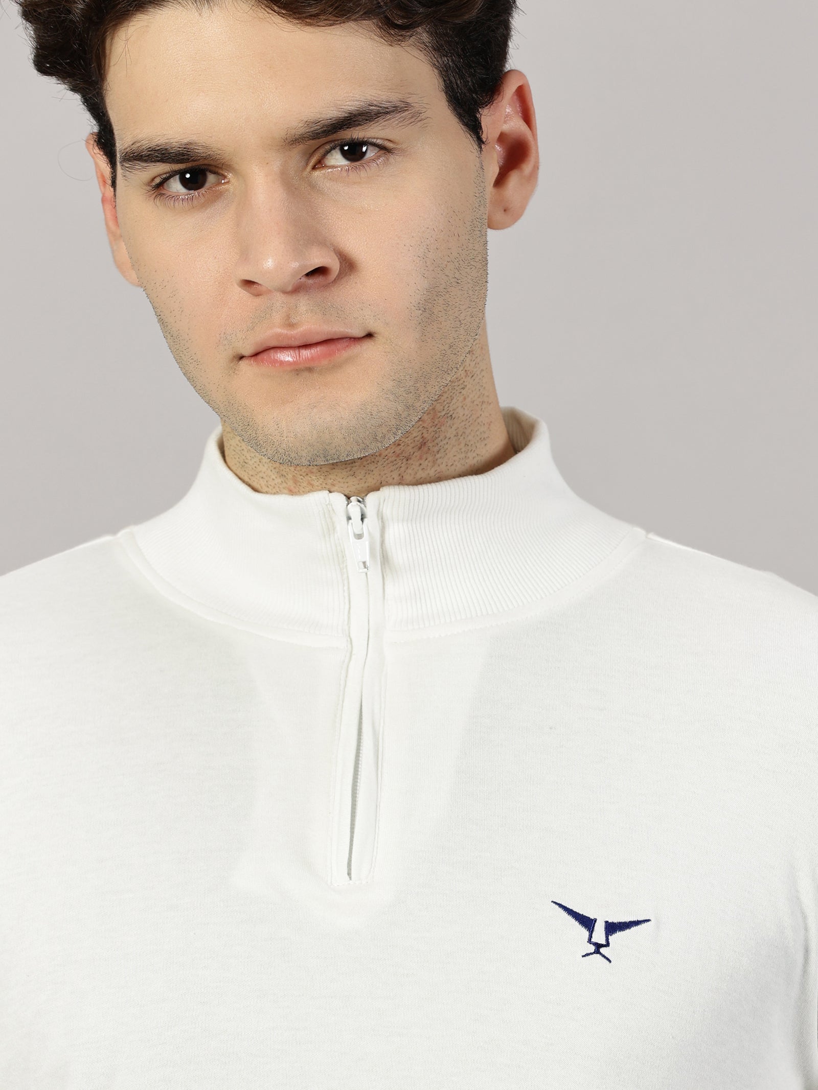 Sweatshirt : High Neck Half Zipper