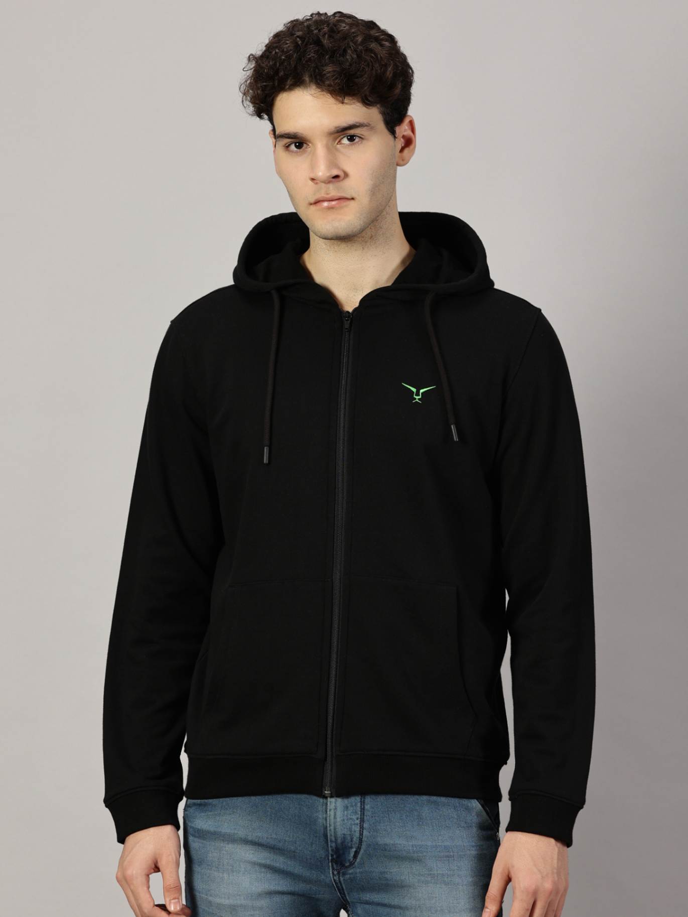 Sweatshirt : Zipper Hooded Jacket Grey