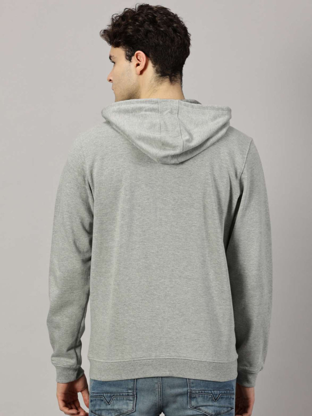 LEON Mens Solid Regular Fit Zipper Grey Hoody