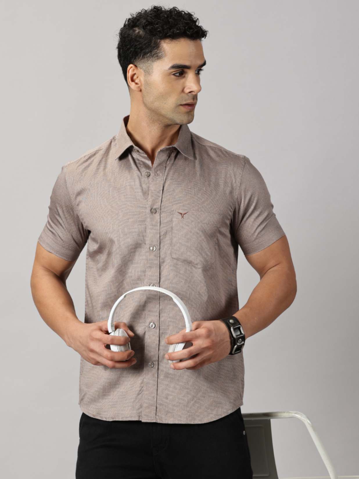 Casuals : Geometric Textured Shirt