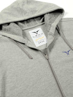 LEON Mens Solid Regular Fit Zipper Grey Hoody