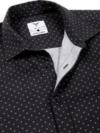 LEON Mens Floral printed Slim Fit Off White Halfsleeve Navy Shirt