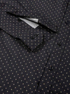 LEON Mens Floral printed Slim Fit Off White Halfsleeve Navy Shirt