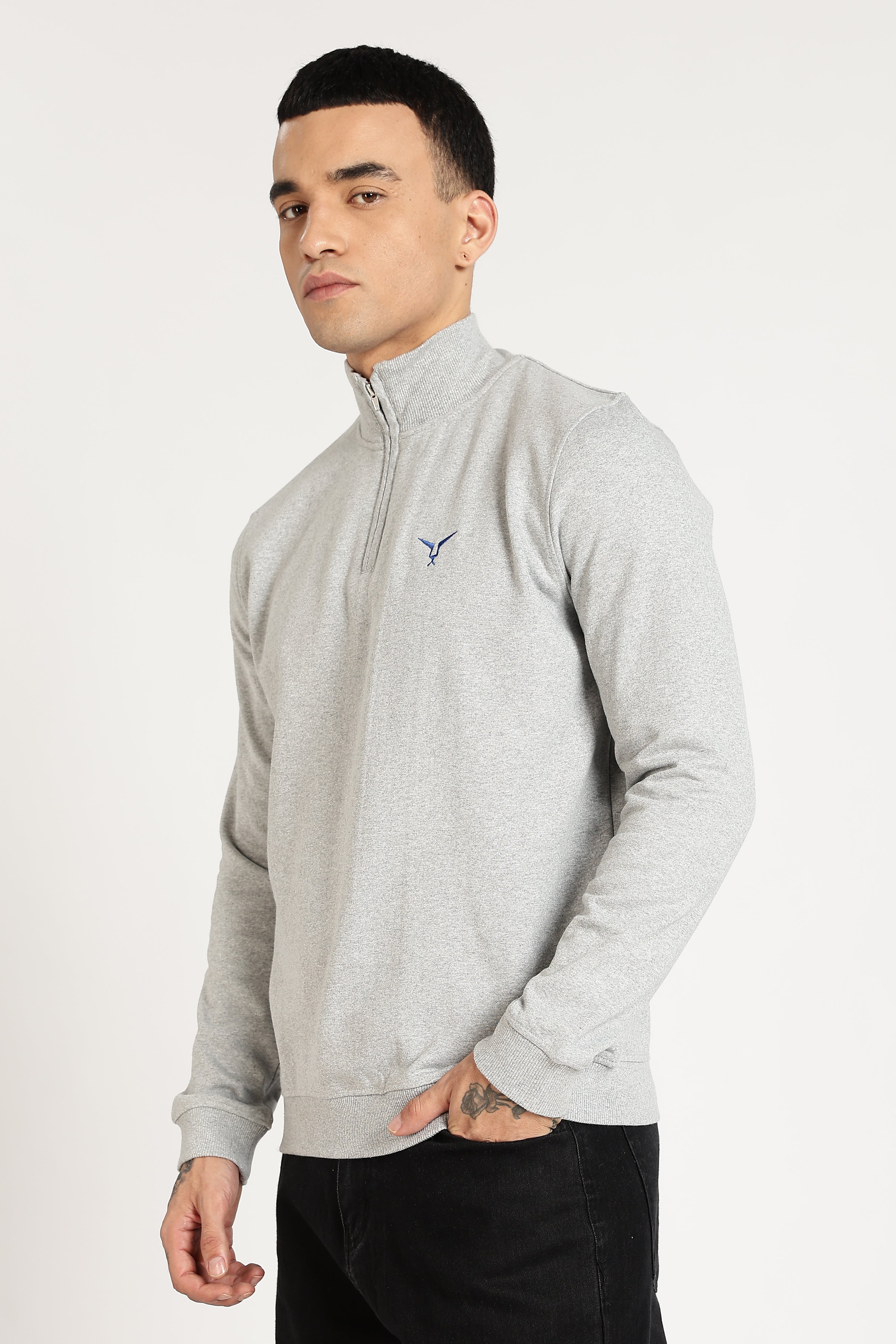 Sweatshirt : High Neck Half Zipper