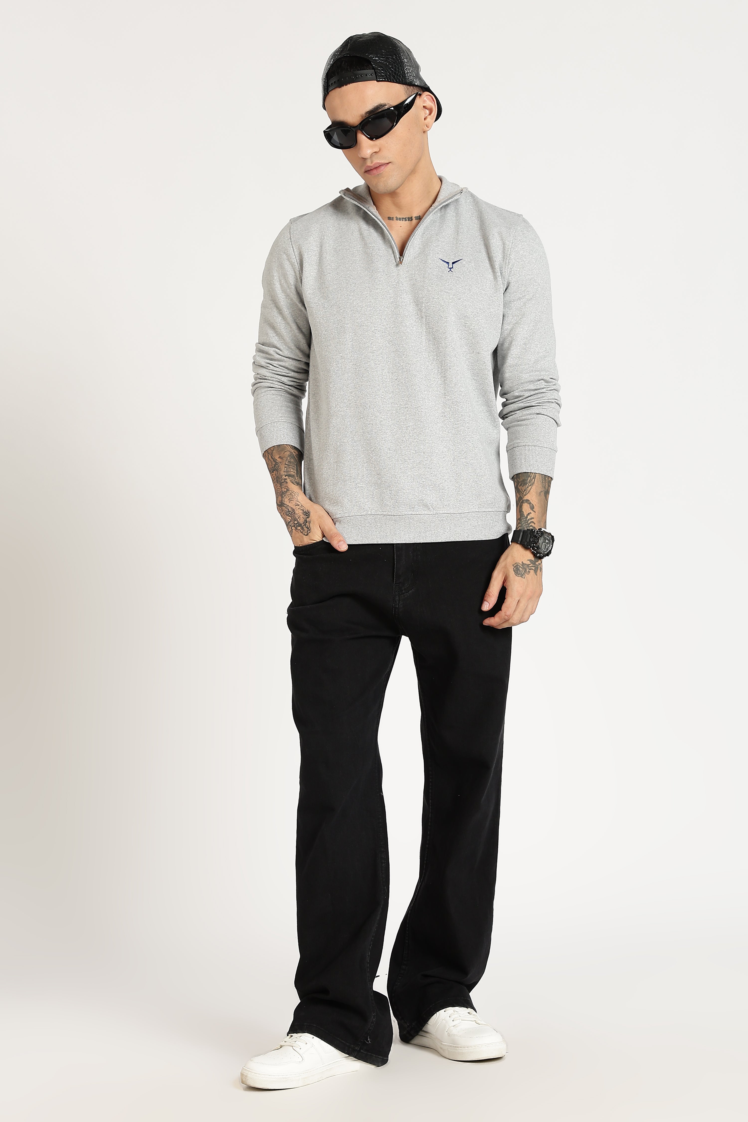 Sweatshirt : High Neck Half Zipper