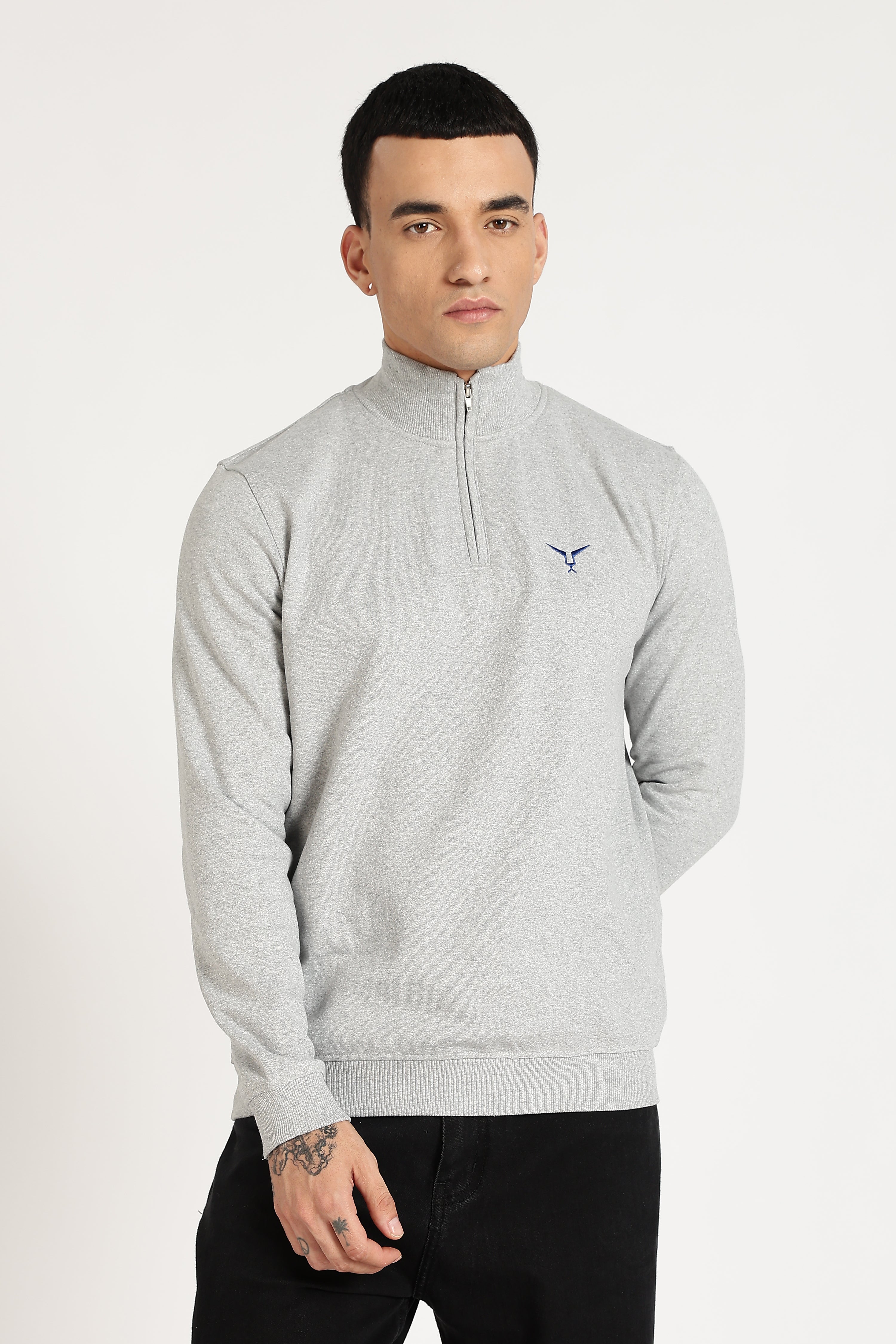 Sweatshirt : High Neck Half Zipper