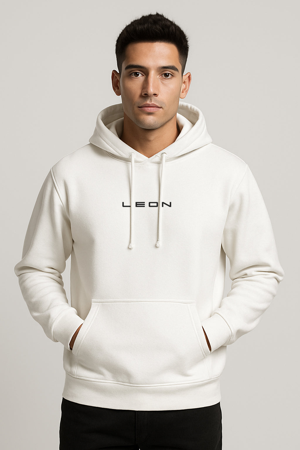Sweatshirt : Leon Printed Kangaroo pocket Hoodie