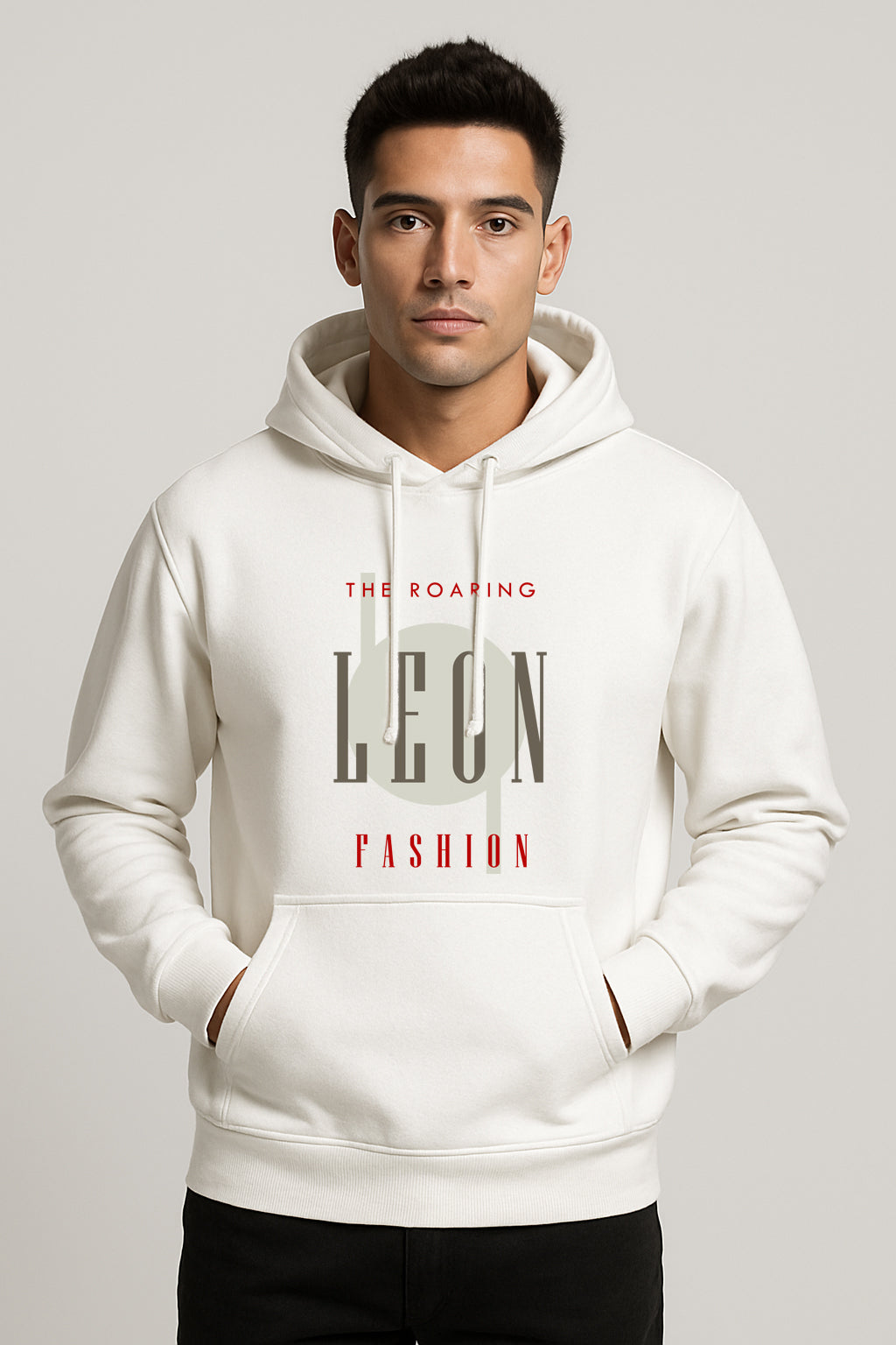 Sweatshirt : Leon Fashion Printed Kangaroo pocket Hoodie