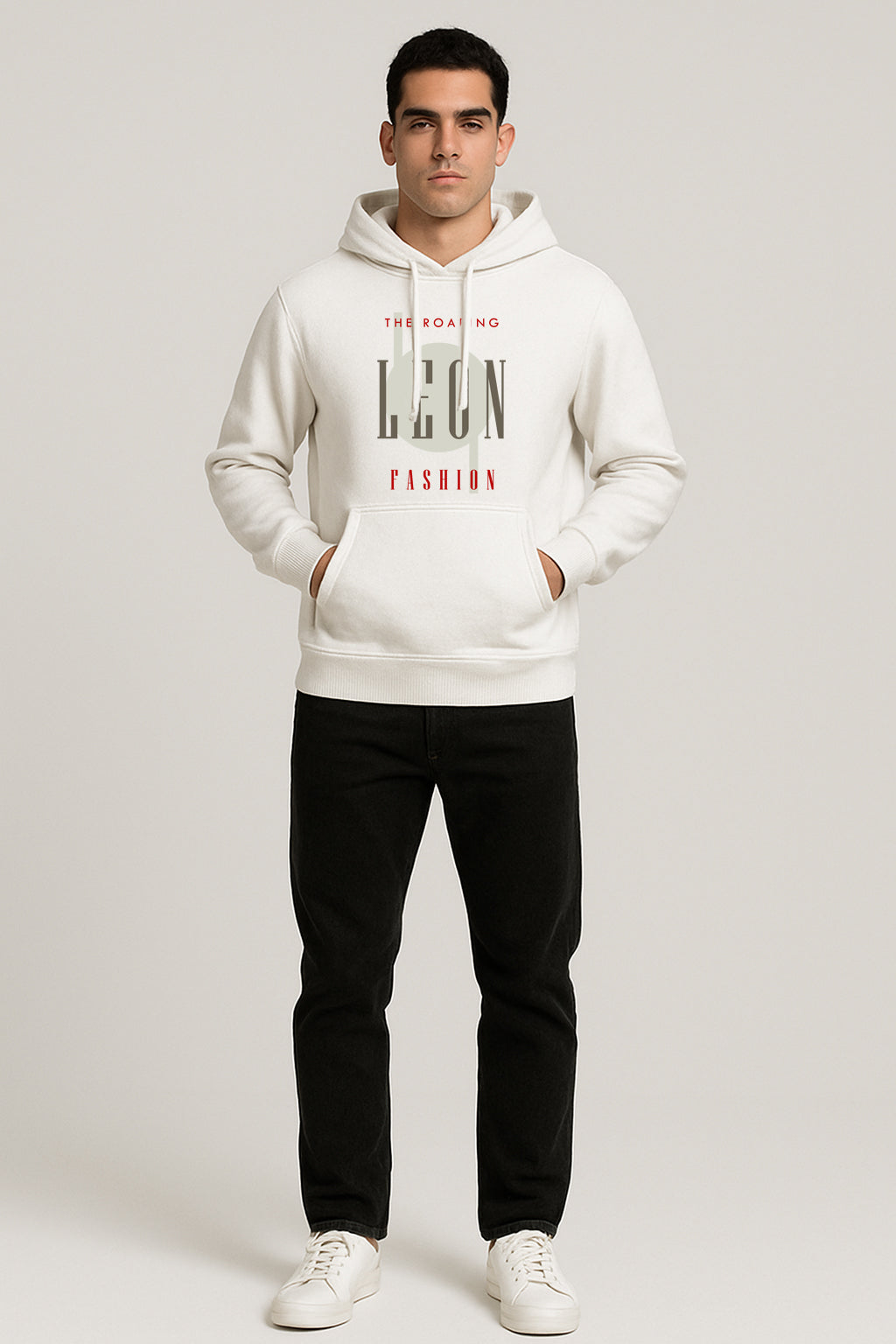 Sweatshirt : Leon Fashion Printed Kangaroo pocket Hoodie